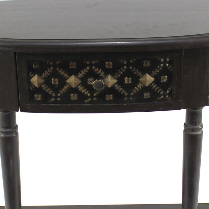 Wooden Console Table with 1 Bottom Shelf and Arched Details, Black