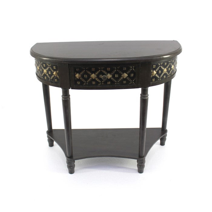 Wooden Console Table with 1 Bottom Shelf and Arched Details, Black