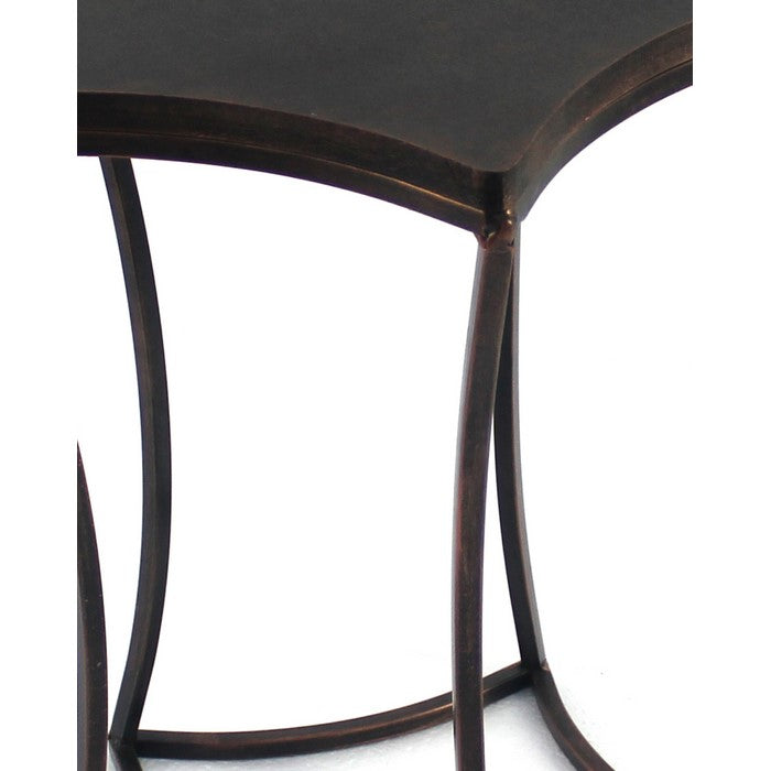 Industrial Style Metal End Table with Geometric Top, Distressed Black