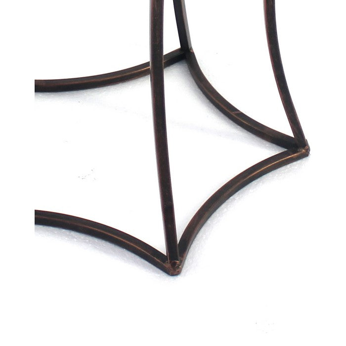 Industrial Style Metal End Table with Geometric Top, Distressed Black