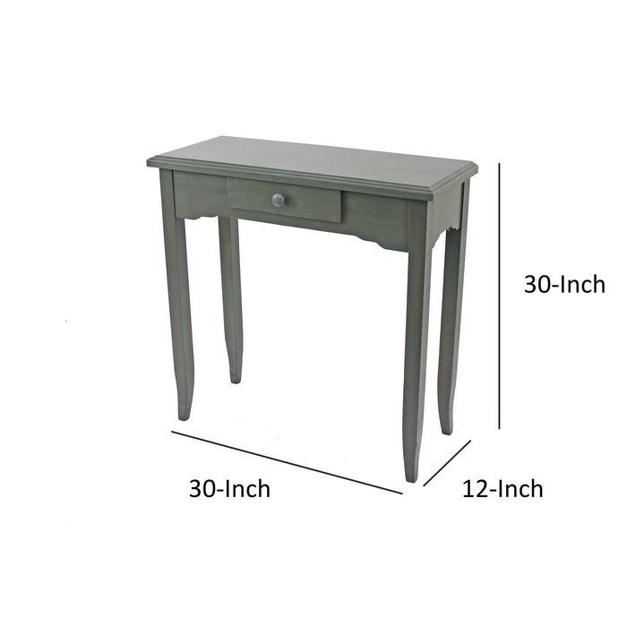 Wooden Console Table with 1 Drawer and Flared Leg Support, Gray