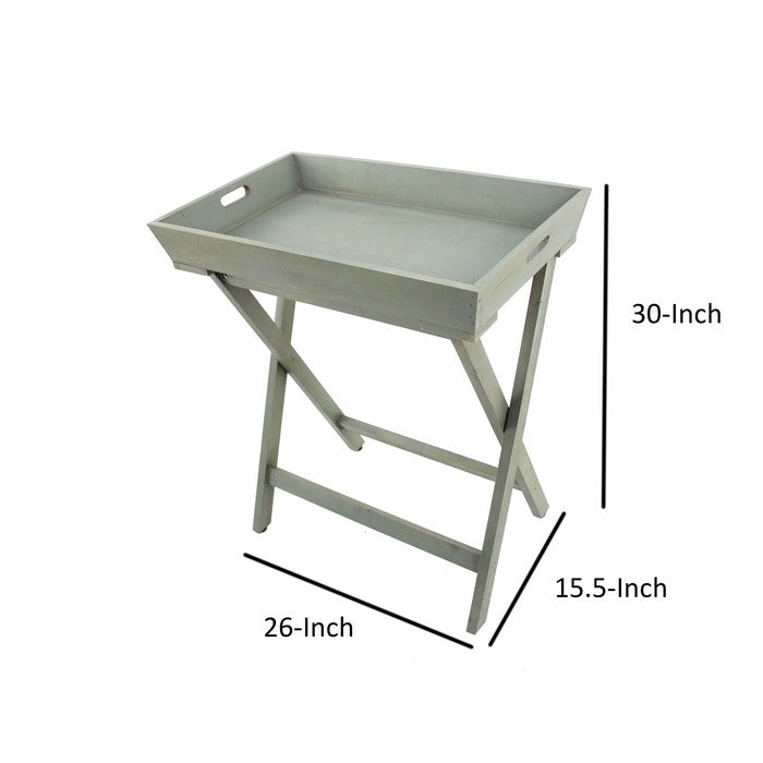 Transitional Style Wooden Serving Table with Crossed Legs, Gray