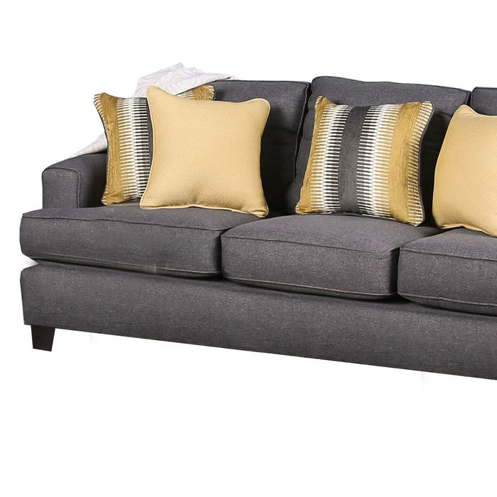 Fabric Upholstered Wooden Sofa with Loose Back Pillow, Gray