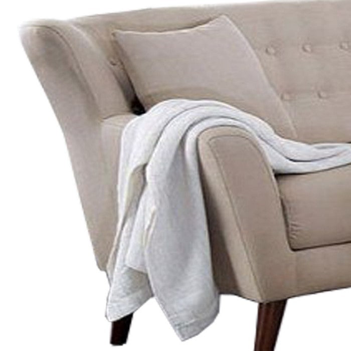 Wingback Design Tufted Wooden Loveseat with Fabric Upholstery, Beige
