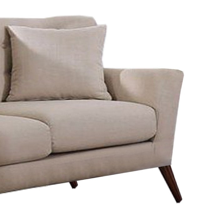 Wingback Design Tufted Wooden Loveseat with Fabric Upholstery, Beige