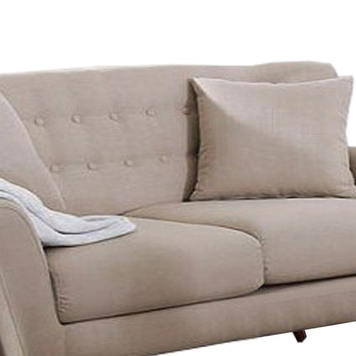 Wingback Design Tufted Wooden Loveseat with Fabric Upholstery, Beige
