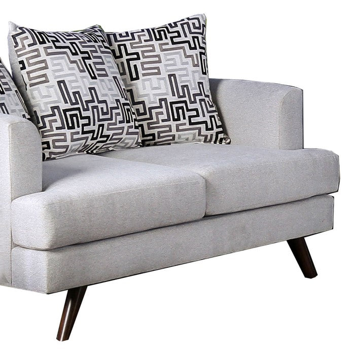 Fabric Upholstered Wooden Loveseat with Low Profile Back, Gray