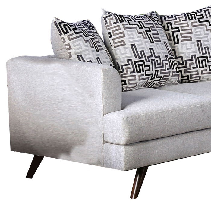 Fabric Upholstered Wooden Loveseat with Low Profile Back, Gray
