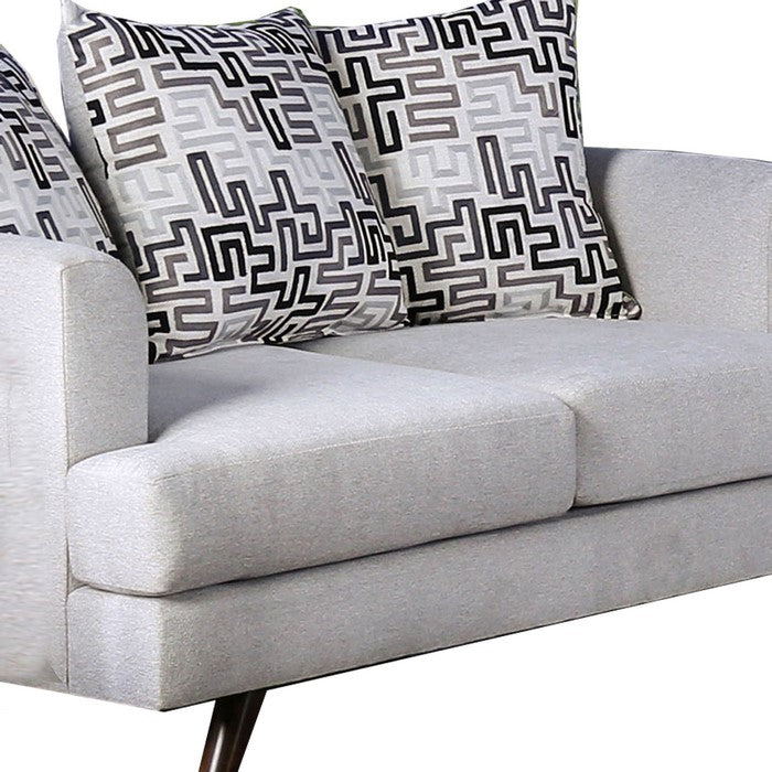 Fabric Upholstered Wooden Loveseat with Low Profile Back, Gray