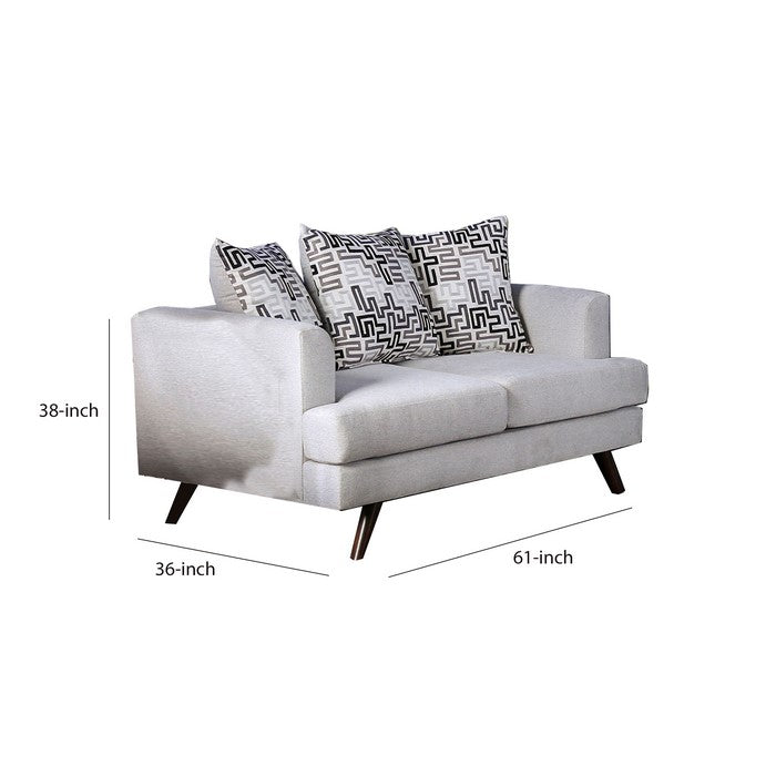 Fabric Upholstered Wooden Loveseat with Low Profile Back, Gray