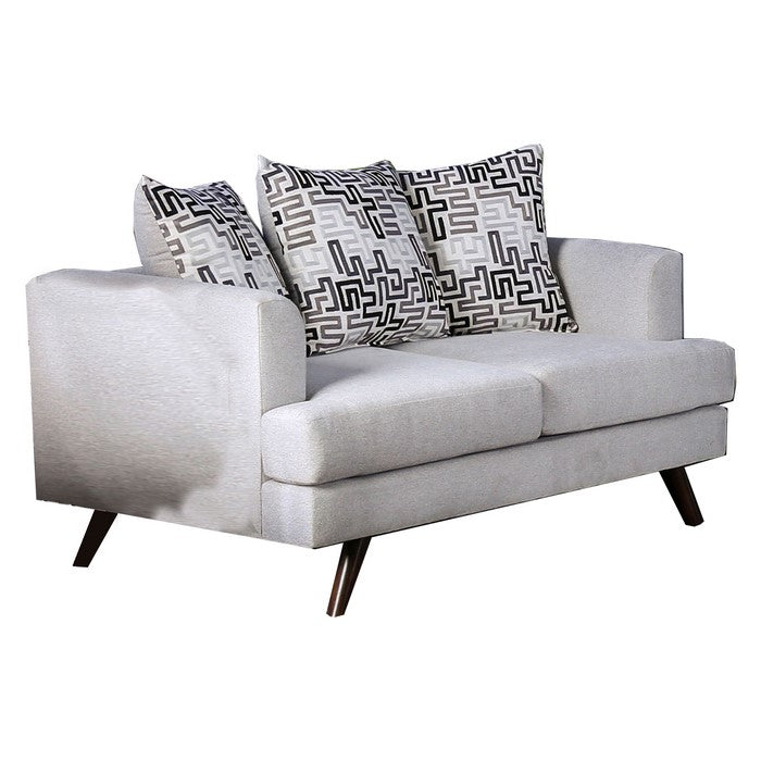 Fabric Upholstered Wooden Loveseat with Low Profile Back, Gray