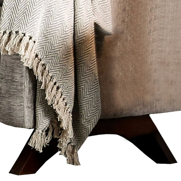 Transitional Fabric Upholstered Wooden Chair with Crescent Feet, Gray