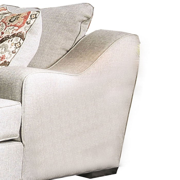 Fabric Upholstered Wooden Loveseat with S Sloped Armrest, Gray