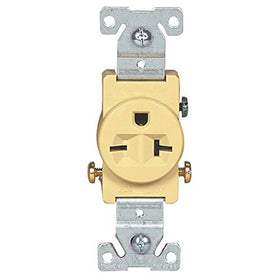 Eaton 1876V-BOX Commercial Grade Straight Blade Single Receptacles with 20-Amp, 250-Volt 6-20-NEMA Rating, Ivory