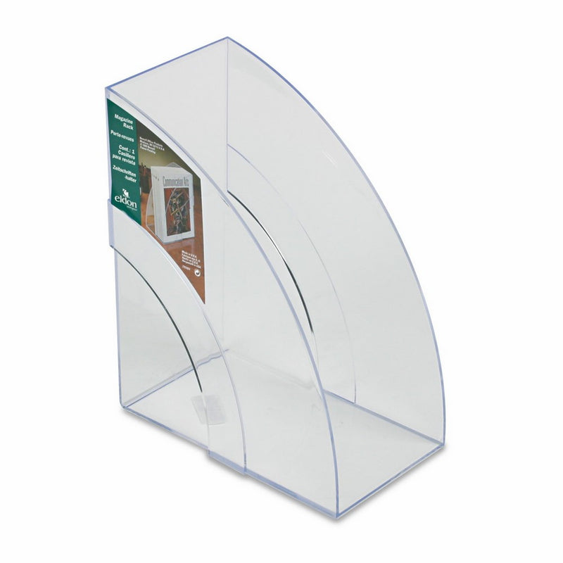 Rubbermaid Products - Rubbermaid - Optimizers Deluxe Plastic Magazine Rack, 5 1/4 x 9 x 11 1/8, Clear - Sold As 1 Each - Crystal clear plastic. - Attractive double-curve design. - Extra wide capacity.