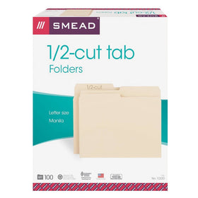 Smead File Folder, 1/2-Cut Tab, Letter Size, Manila, 100 Per Box (10320)