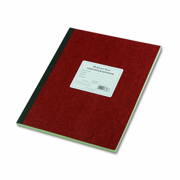 National Brand Computation Notebook, 4 X 4 Quad, Brown, Green Paper, 11.75 x 9.25 Inches, 75 Sheets (43648)