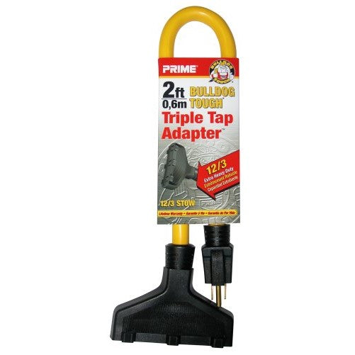 Prime AD050802 Bulldog Tough U Ground Adaptor Triple Tap Adapter STOW Double Jacket 600-Volt Wire