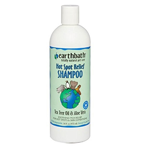 EarthBath Hot Spot Relief Shampoo Tea Tree Oil & Aloe Vera 16 fl. Oz.