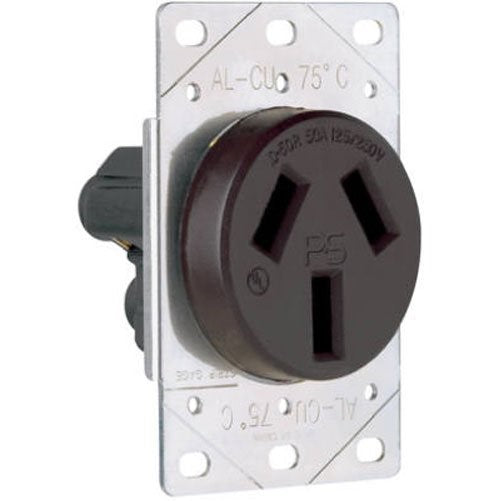 Legrand - Pass & Seymour 3890CC6 Flush Outlet 50-Amp 125-volt/250-volt Three Pole Three Wire