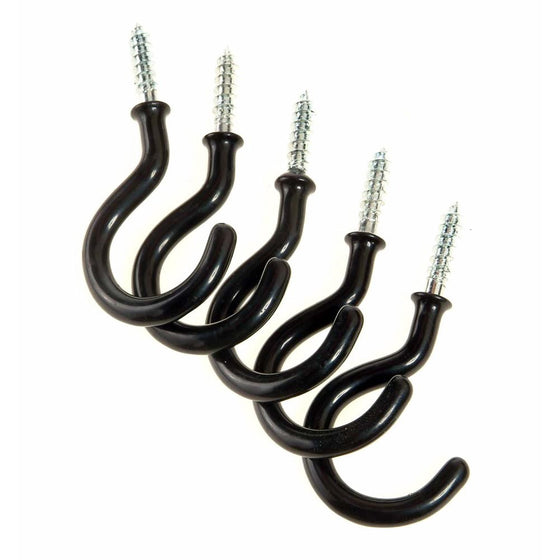 AmerTac 514BLCC Vinyl Coated Ceiling Hooks, Black,5 Hooks per pack