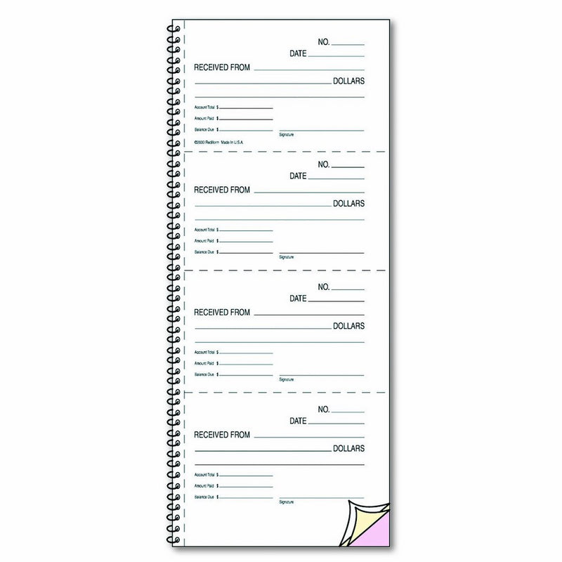 Rediform 23L117 Money and Rent Unnumbered Receipt Book, 5 1/2 x 2 3/4, Two-Part, 500 Sets/Book