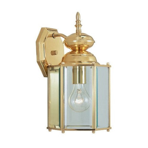 Livex Lighting 2007-02 Outdoor Wall Lantern with Clear Beveled Glass Shades, Polished Brass