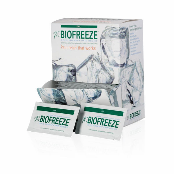 Biofreeze Pain Relief Gel for Arthritis, Fast Acting Cooling Pain Reliever for Muscle Pain, Joint Pain, and Back Pain, 5mL Packet, 100 Count, Topical Analgesic, Original Green Formula, 4% Menthol