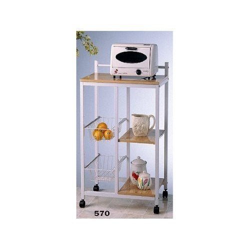 Kitchen Serving Cart White & Natural Finish by HPP