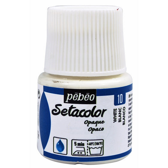 Pebeo 295-010 Setacolor Opaque Fabric Paint 45-Milliliter Bottle, Titanium White