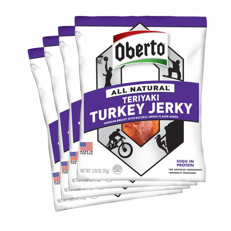 Oberto All-Natural Teriyaki Turkey Jerky, 3.25 Ounce (Pack of 4)