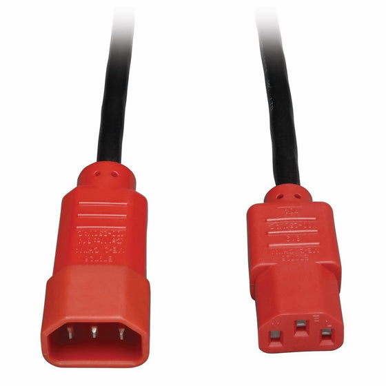 Tripp Lite Standard Computer Power Extension Cord 10A, 18AWG (IEC-320-C14 to IEC-320-C13 with Red Plugs) 4-ft.(P004-004-RD)