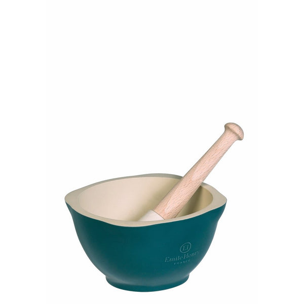 Emile Henry Made In France Mortar and Pestle, Blue Flame