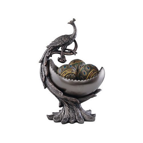 Design Toscano Peacock's Bounty Centerpiece Sculptural Bowl