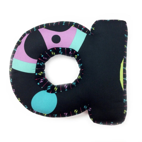 One Grace Place Magical Michayla Letter Pillow "A", Black, Purple and Turquoise