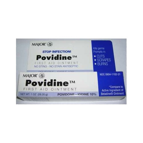 Major Povidine Povidone Iodine 10% First Aid Ointment 1 Oz / 28.35gm For Cuts Scrapes Burns (Compate to Betadine)