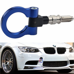 Dewhel JDM Aluminum Track Racing Front Rear Bumper Car Accessory Auto Trailer Ring Eye Towing Tow Hook Kit Blue Screw On For BMW 1 3 5 Series X5 X6 E36 E39 E46 E82 E90 E91 E92 E93 E70 E71 MINI Cooper