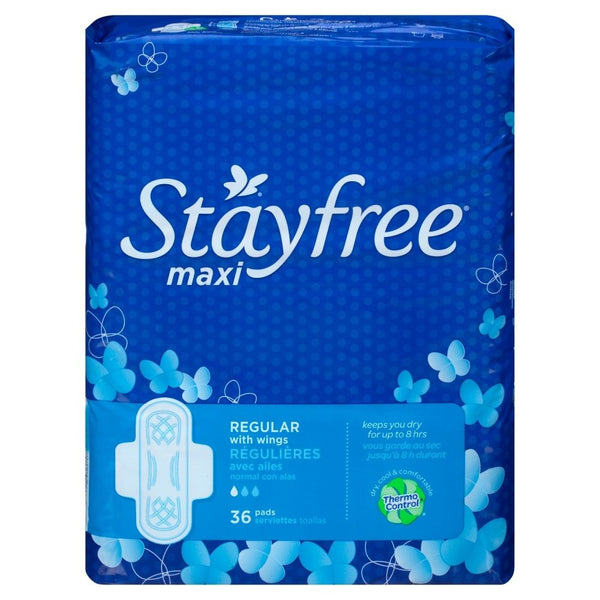 Stayfree Maxi Pads for Women with Wings, Regular - 36 Count