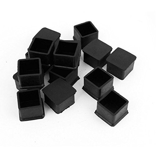 Dimart 15Pcs Black Rubber 30mmx30mm Square Chair Foot Cover Chair Leg Caps