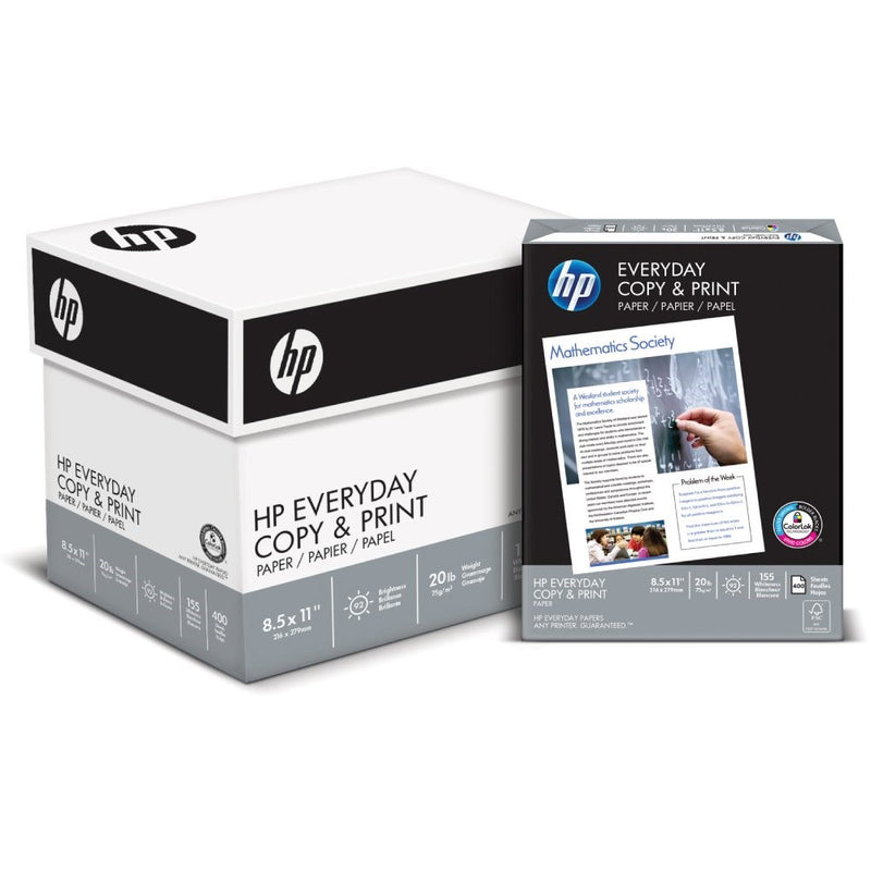 HP Printer Paper, Copy and Print20, 8.5 x 11, Letter, 20lb, 92 Bright, 2,400 Sheets/6 Ream Carton (200010C) Made In The USA