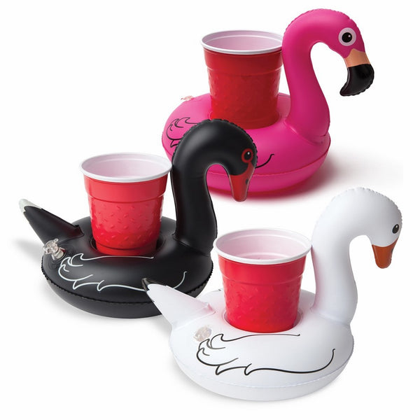 BigMouth Inc Inflatable Bird Pool Cupholder Floats, 3-pack includes Pink Flamingo and Black and White Swans