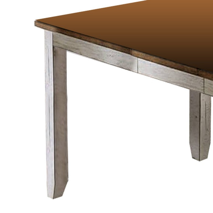 Wooden Dining Table with Extendable Leaf, Oak Brown and White