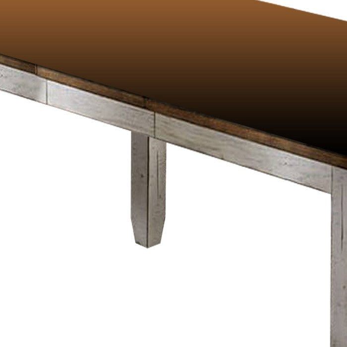 Wooden Dining Table with Extendable Leaf, Oak Brown and White