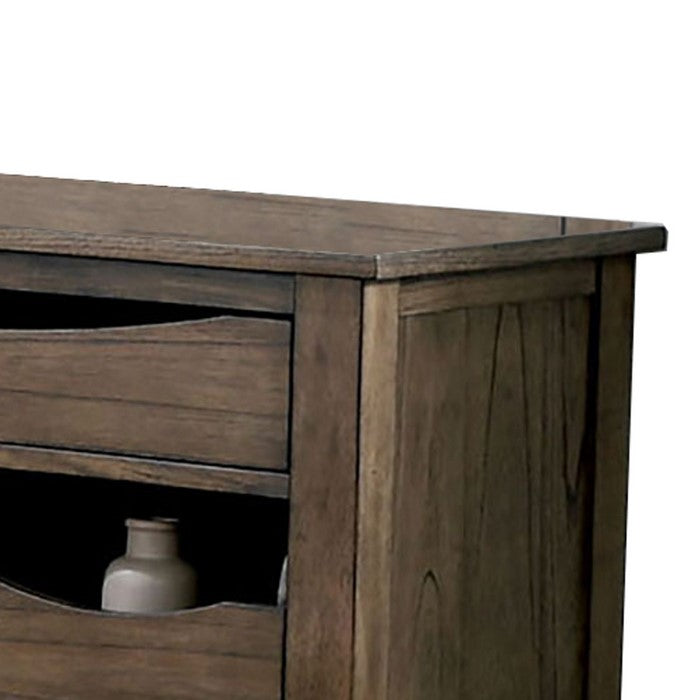 Transitional Wooden Server with 6 Drawers and 1 Bottom shelf,Oak Brown