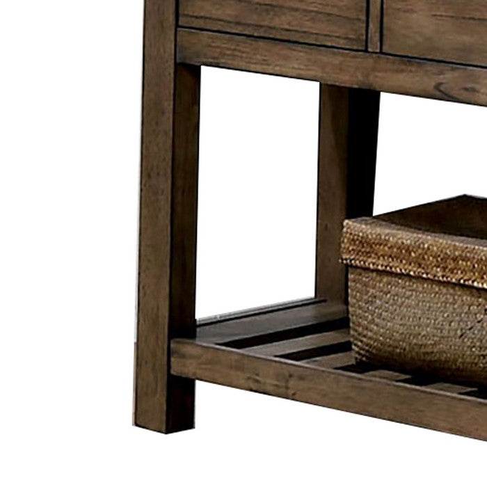 Transitional Wooden Server with 6 Drawers and 1 Bottom shelf,Oak Brown