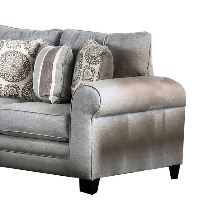 Fabric Upholstered Wooden Loveseat with Tapered Legs, Blue