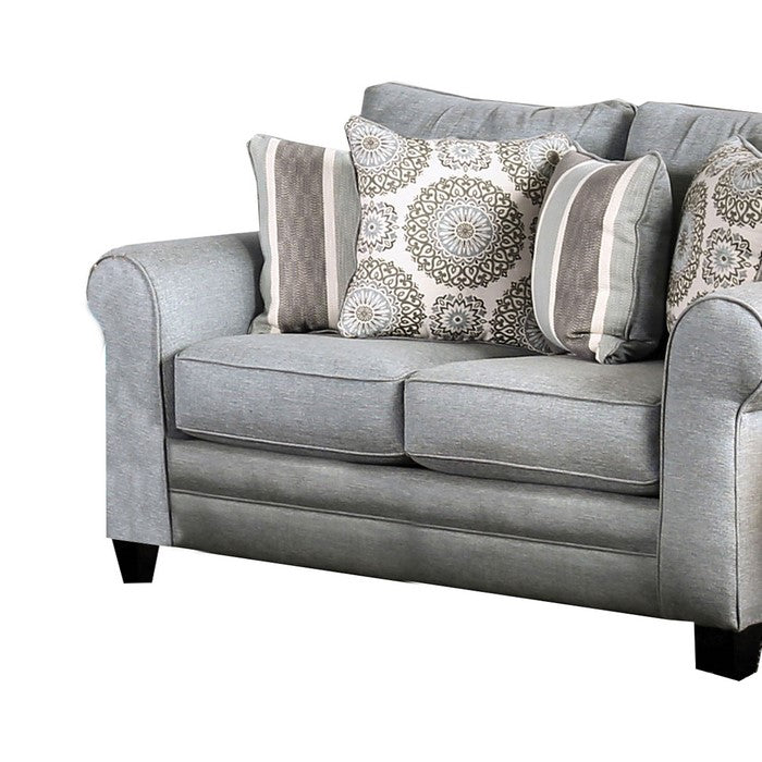 Fabric Upholstered Wooden Loveseat with Tapered Legs, Blue