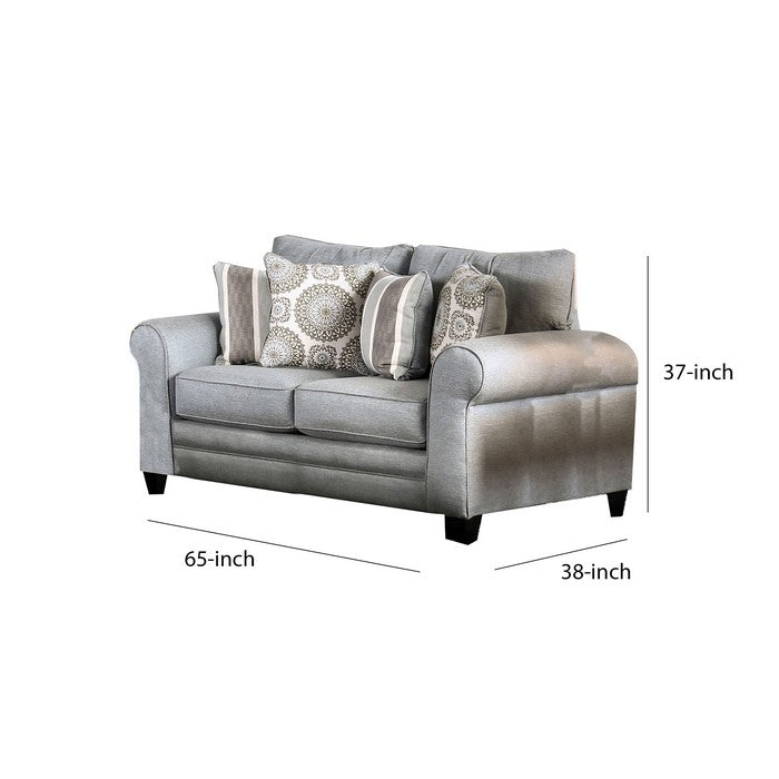Fabric Upholstered Wooden Loveseat with Tapered Legs, Blue