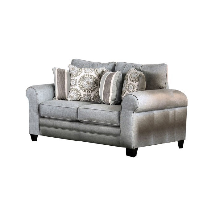 Fabric Upholstered Wooden Loveseat with Tapered Legs, Blue