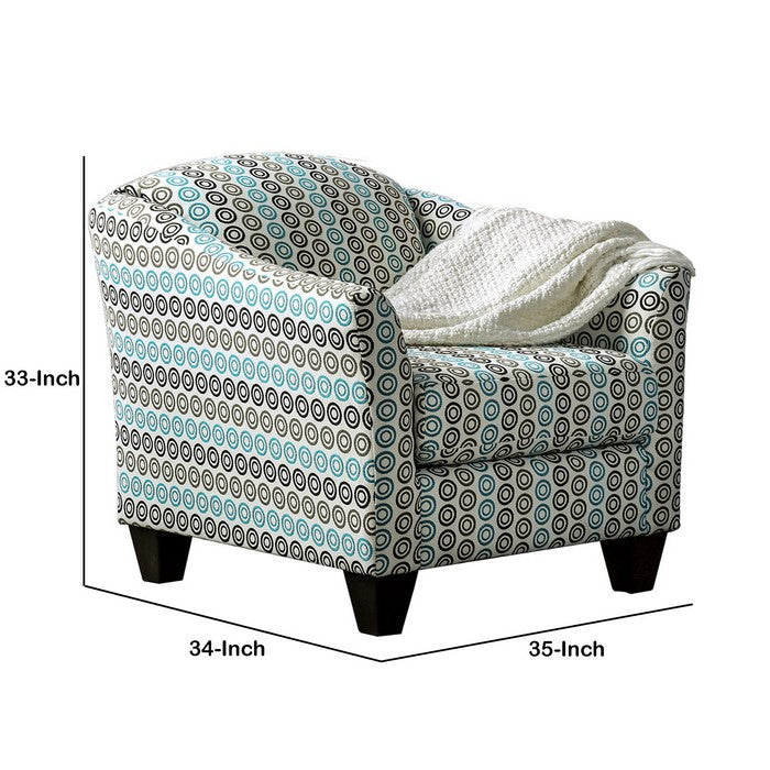 Chenille Fabric Upholstered Wooden Chair with Tapered Legs, Multicolor